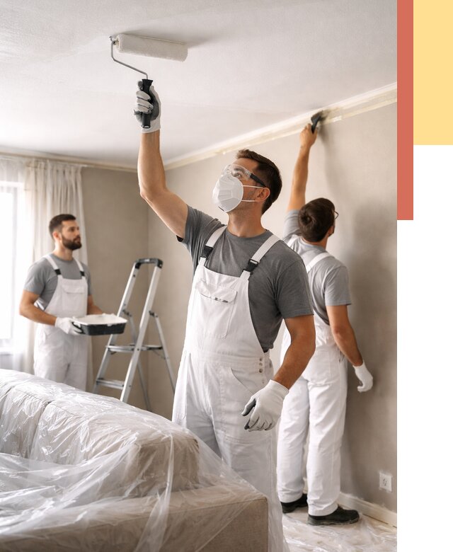 Покраска потолка водоэмельсионной краской в Усть-Лабинске от 2248 руб/м² — услуги под ключ | ОТДЕЛОЧНИК-Улб