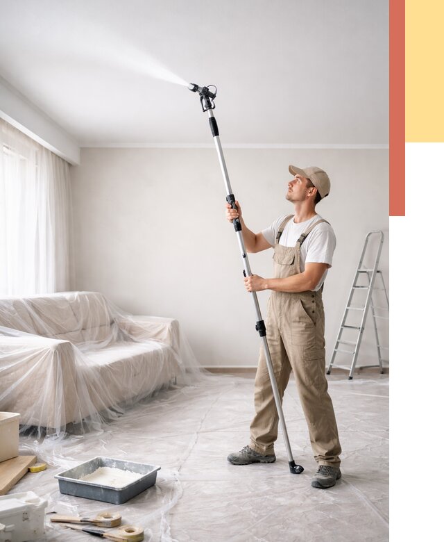 Покраска потолка краскопультом в Усть-Лабинске от 4597 руб. быстро и недорого | ОТДЕЛОЧНИК-Улб