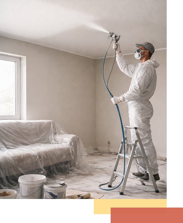 Покраска потолка краскопультом в Усть-Лабинске быстро и качественно